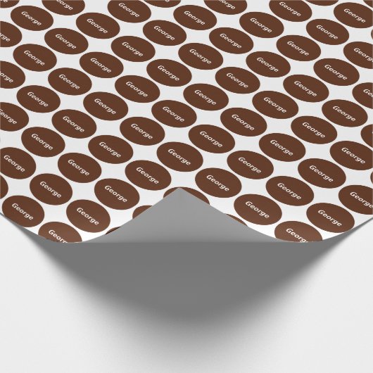 Papier Cadeau Motif de points Brown sur le blanc avec le nom (Coin)