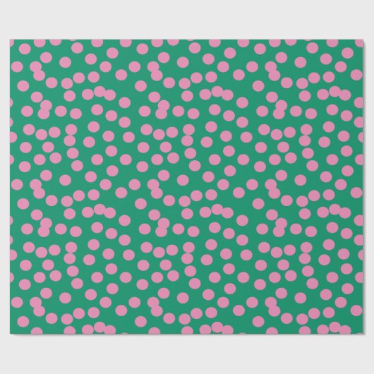 Papier Cadeau Motif de points et de points roses et verts mignon (Plat)