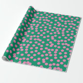 Papier Cadeau Motif de points et de points roses et verts mignon (Déroulé)