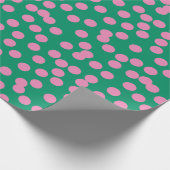 Papier Cadeau Motif de points et de points roses et verts mignon (Coin)
