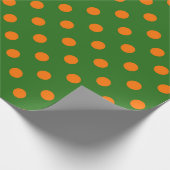 Papier Cadeau Motif de points orange sur fond vert (Coin)