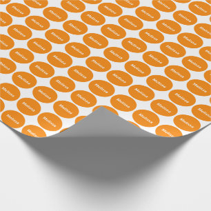 Papier Cadeau Motif de points orange sur le blanc avec le nom