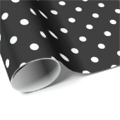 Papier Cadeau Motif de points Polka blanc et noir (Coin rond)
