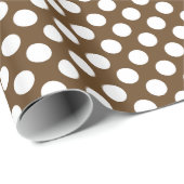Papier Cadeau Motif de points Polka Brown et blanc (Coin rond)