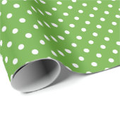 Papier Cadeau Motif de points Polka de pomme verte (Coin rond)