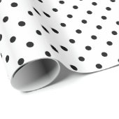 Papier Cadeau Motif de points Polka noir et blanc (Coin rond)
