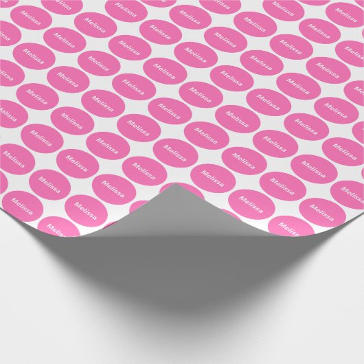 Papier Cadeau Motif de points rose sur le blanc avec le nom (Coin)