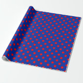 Papier Cadeau Motif de points rouges sur fond bleu  (Déroulé)