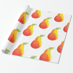 Papier Cadeau Motif de poire aquarelle