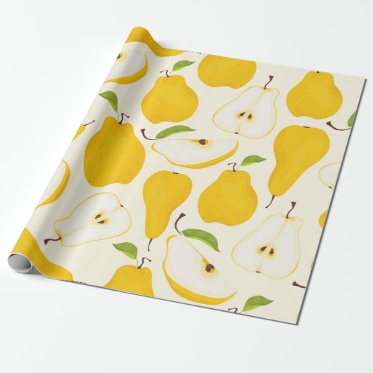Papier Cadeau Motif de poire sans joint. Différentes poires frui (Déroulé)