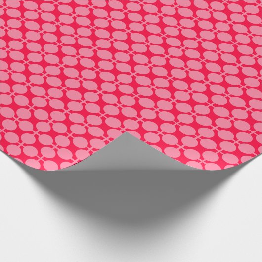 Papier Cadeau Motif de pois monochrome rétro rose rouge (Coin)