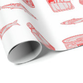 Papier Cadeau Motif de poisson à l'étain (Coin rond)