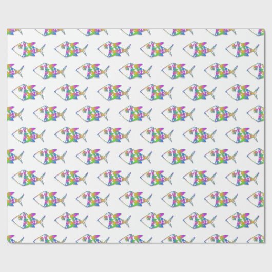Papier Cadeau Motif de poisson Abstrait (Plat)