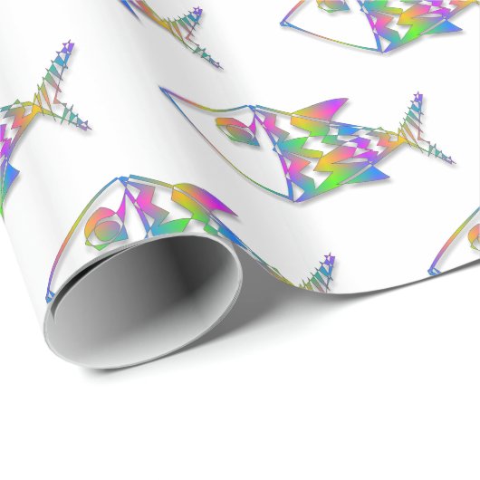 Papier Cadeau Motif de poisson Abstrait (Coin rond)