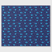Papier Cadeau motif de poisson bleu (Plat)