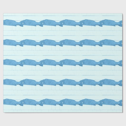 Papier Cadeau motif de poisson bleu (Plat)