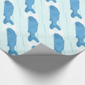 Papier Cadeau Motif de poisson bleu diagonal (Coin)