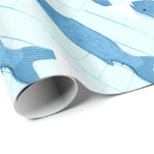 Papier Cadeau Motif de poisson bleu diagonal (Coin rond)