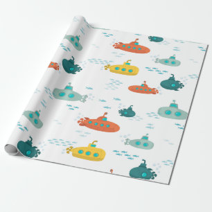 Papier Cadeau Motif de poisson de mer profond sous-marin mignon