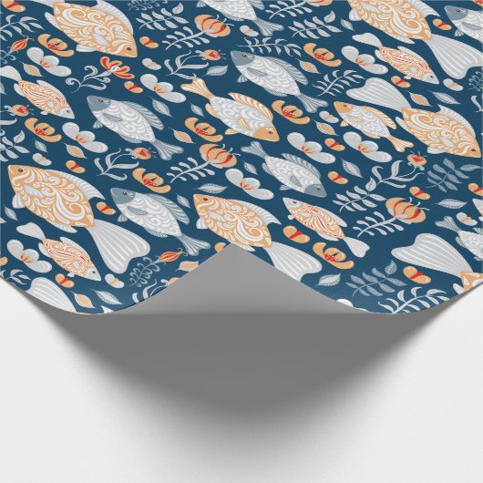Papier Cadeau Motif de poisson moderne (Coin)