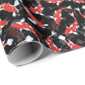 Papier Cadeau Motif de poisson Red Koi (Coin rond)