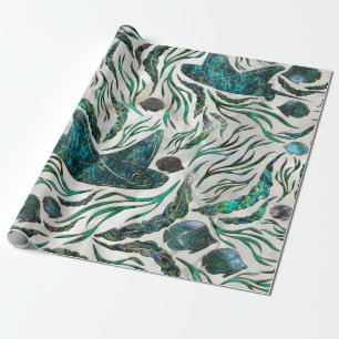 Papier Cadeau Motif de poisson stingray et squelette Abalone
