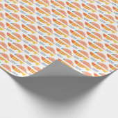 Papier Cadeau Motif de poissons de natation d'art populaire (Coin)