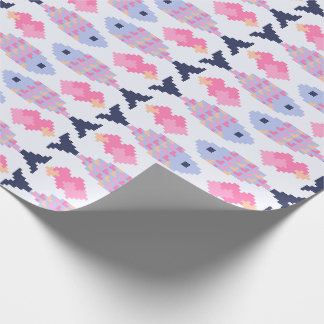 Papier Cadeau Motif de poissons et de cœurs en pixels