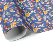 Papier Cadeau Motif de poissons tropicaux (Coin rond)