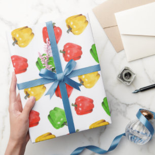 Papier Cadeau Motif de poivrons à l'aquarelle