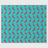 Papier Cadeau motif de poivrons de piment de turquoise (Plat)