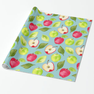 Papier Cadeau Motif de pommes d'aquarelle