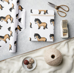 Papier Cadeau Motif de poney shetland couleur buckskin Poney de