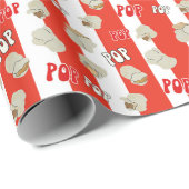 Papier Cadeau Motif de pop-corn rouge et blanc rétro (Coin rond)