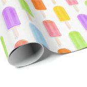 Papier Cadeau Motif de Popsicles arc-en-ciel d'été (Coin rond)