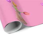 Papier Cadeau Motif de pots de fleurs (Coin rond)