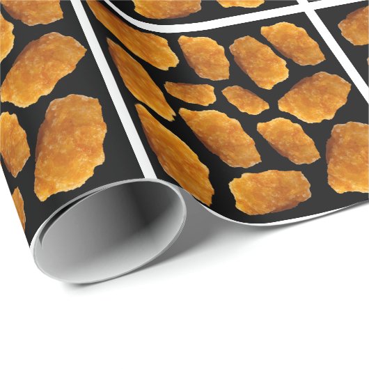 Papier Cadeau Motif de poulet Nugget (Coin rond)