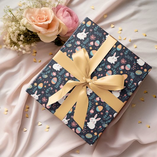 Papier Cadeau Motif de printemps du Bunny de Pâques