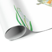 Papier Cadeau Motif de printemps Red Robin Birds et Snowdrops (Coin rond)