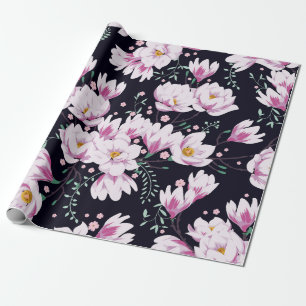 Papier Cadeau Motif de printemps sans couture avec magnolias.