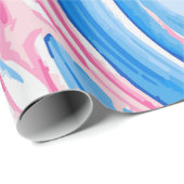 Papier Cadeau Motif de projection de peinture rose et bleue sur  (Coin rond)