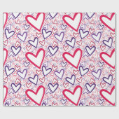 Papier Cadeau Motif de Purple and Red Hearts (Plat)