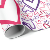 Papier Cadeau Motif de Purple and Red Hearts (Coin rond)