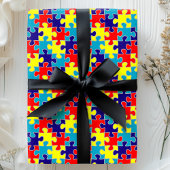Papier Cadeau MOTIF de puzzle Sensibilisation sur l'autisme ASD 
