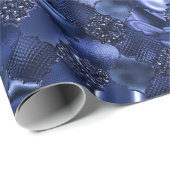 Papier Cadeau Motif de Quatrefoil bleu Marocain (Coin rond)