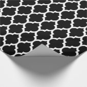 Papier Cadeau Motif de Quatrefoil Marocain Noir Blanc #4 (Coin)