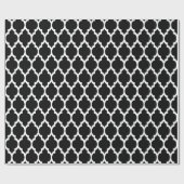 Papier Cadeau Motif de Quatrefoil Marocain Noir Blanc #4 (Plat)