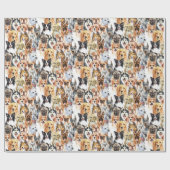 Papier Cadeau Motif de races de chiens d'aquarelle (Plat)