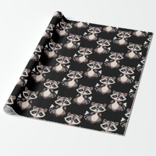 Papier Cadeau Motif de Raton Laveur Noir