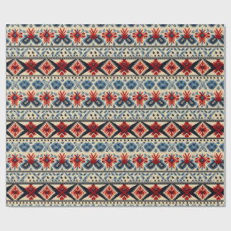 Papier Cadeau Motif de rayure de broderie folklorique traditionn